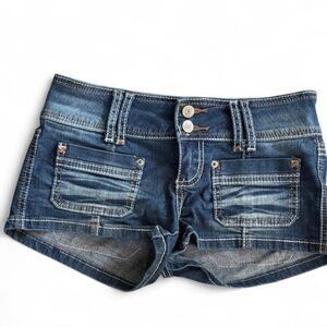Y2K Aesthetic Low-Rise Almost Famous Premium Denim Mini Shorts